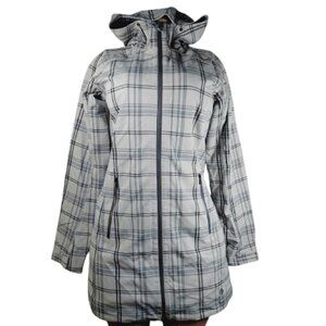 Columbia Women's Grey Omni Heat Insulated Plaid Windstopper Trench Coat Size S